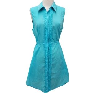 Barneys New York Sleeveless Button Down Shirt Dress Cotton Light Blue Sz XL